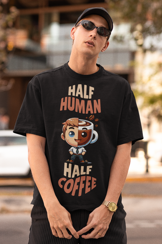 Unisex Oversized T-Shirt Half Human Half Coffee